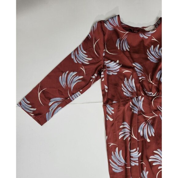 Ann Taylor Loft Womens Floral Print Rust Red A-Line Dress Size 12 - Picture 6 of 8